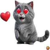 Sticker animado de Gato Grey amor para WhatsApp