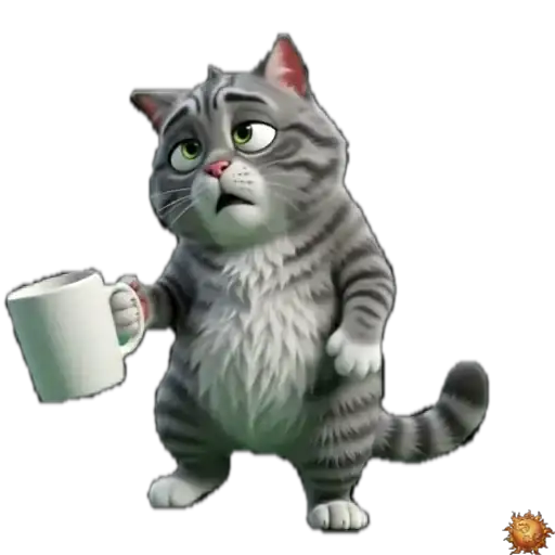 Sticker animado Gato Grey mareado para WhatsApp - borracho, reacción, expresión