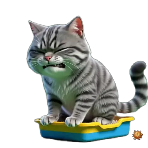 Sticker animado Gato Grey en el baño para WhatsApp - cagando, reacción, expresión