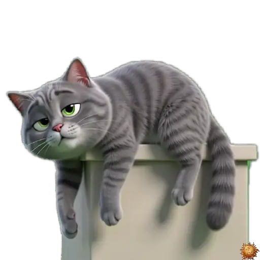 Sticker animado Gato Grey en siesta peligrosa para WhatsApp - siestapeligrosa, reacción, expresión