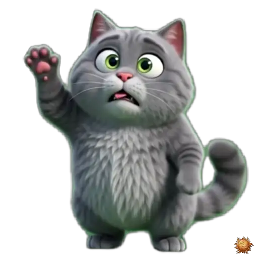 Sticker animado Gato Grey diciendo adiós para WhatsApp - adios, reacción, expresión