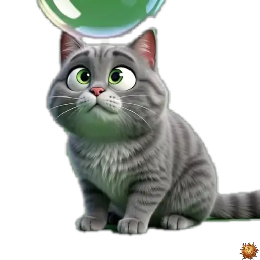 Sticker animado Gato Grey en burbuja para WhatsApp - burbuja, reacción, expresión