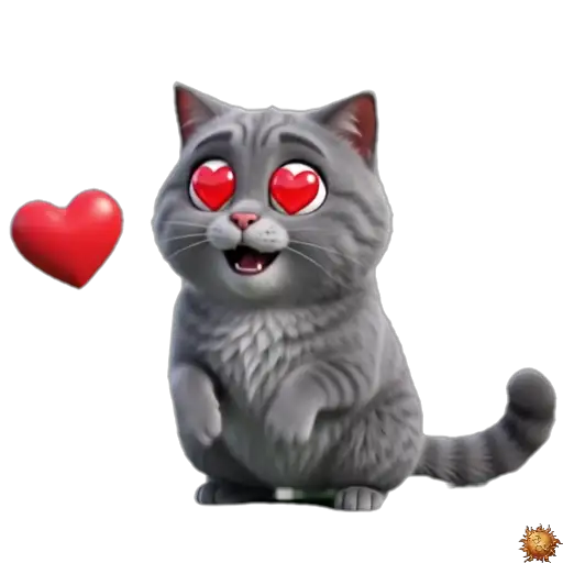 Sticker animado Gato Grey enamorado para WhatsApp - amor, cariño, ternura