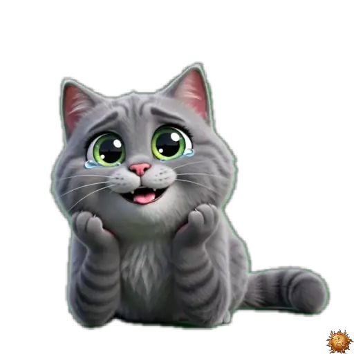 Sticker animado Gato Grey triste para WhatsApp - triste, reacción, expresión
