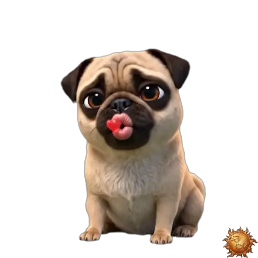 Sticker animado Pug con corazones para WhatsApp Sticker animado Pug con corazones para WhatsApp - amor, cariño, ternura