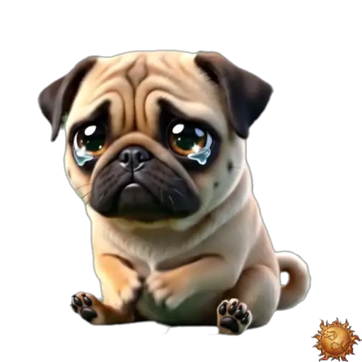 Sticker animado Pug triste para WhatsApp Sticker animado Pug triste para WhatsApp - triste, reacción, expresión