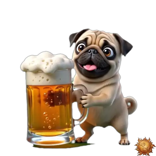 Sticker animado Pug con cerveza para WhatsApp Sticker animado Pug con cerveza para WhatsApp - cerveza, reacción, expresión
