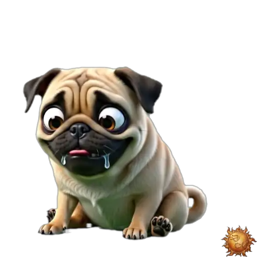 Sticker animado Pug con hambre para WhatsApp Sticker animado Pug con hambre para WhatsApp - hambre, reacción, expresión