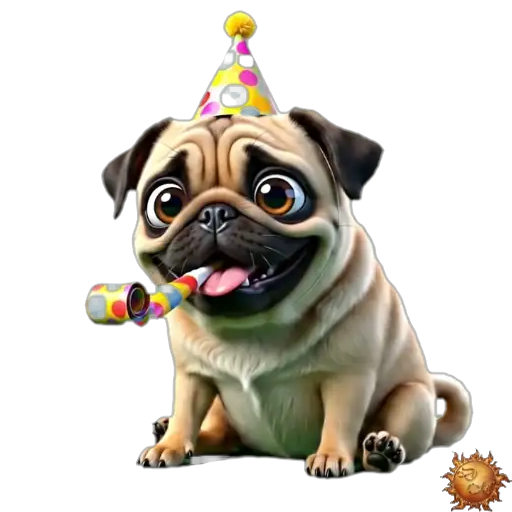 Sticker animado Pug de fiesta para WhatsApp Sticker animado Pug de fiesta para WhatsApp - fiesta, reacción, expresión