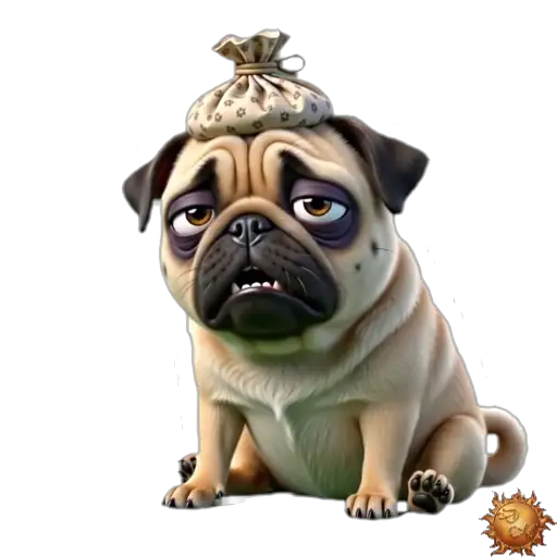 Sticker animado Pug enfermo para WhatsApp Sticker animado Pug enfermo para WhatsApp - enfermo, reacción, expresión
