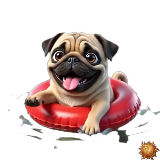 Sticker animado Pug nadando para WhatsApp Sticker animado Pug nadando para WhatsApp - nadar, reacción, expresión