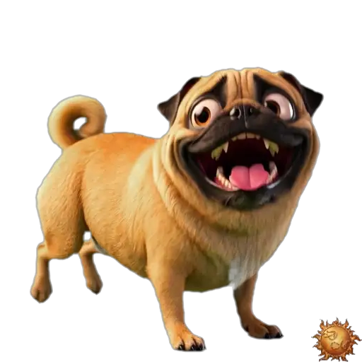 Sticker animado Pug contento para WhatsApp Sticker animado Pug contento para WhatsApp - contento, reacción, expresión