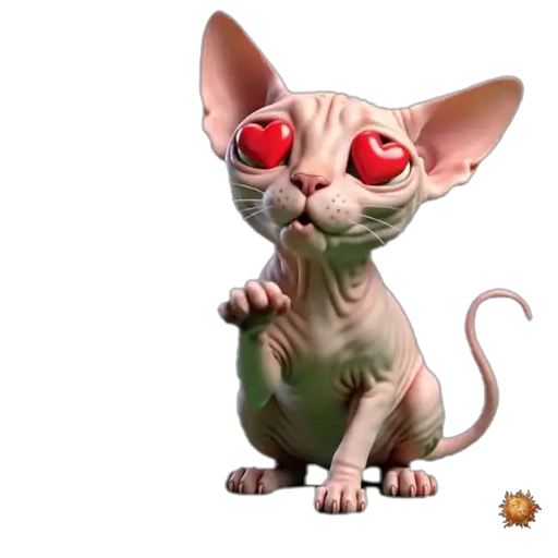 Sticker animado Gato Sphynx enamorado para WhatsApp Sticker animado Gato Sphynx enamorado para WhatsApp - amor, cariño, ternura