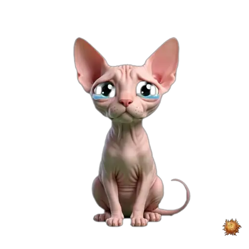 Sticker animado Gato Sphynx llorando para WhatsApp Sticker animado Gato Sphynx llorando para WhatsApp - llanto, drama, emoción