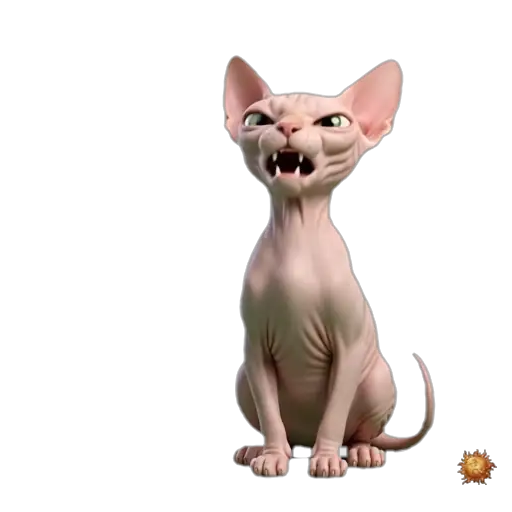 Sticker animado Gato Sphynx enfadado para WhatsApp Sticker animado Gato Sphynx enfadado para WhatsApp - enfado, rabia, molestia