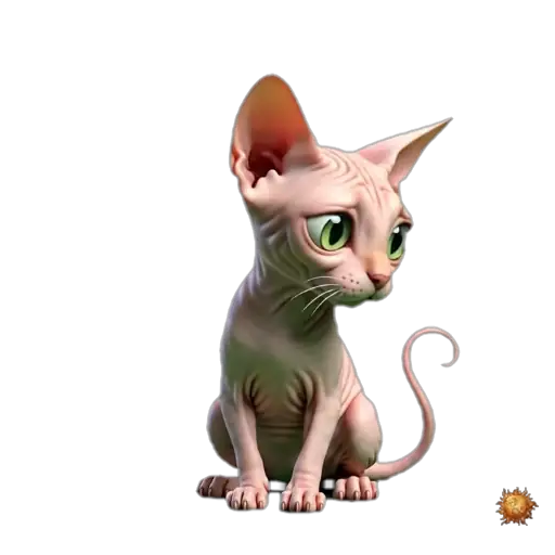 Sticker animado Gato Sphynx diciendo qué para WhatsApp Sticker animado Gato Sphynx diciendo qué para WhatsApp - que, reacción, expresión