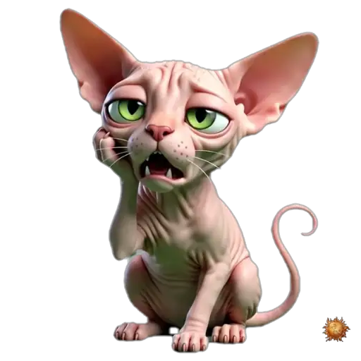 Sticker animado Gato Sphynx aburrido para WhatsApp Sticker animado Gato Sphynx aburrido para WhatsApp - aburrido, reacción, expresión