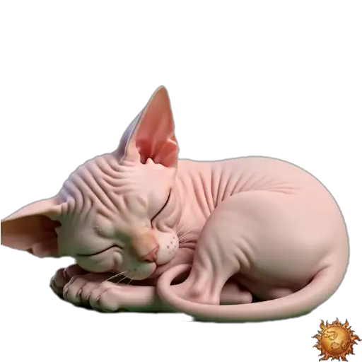 Sticker animado Gato Sphynx durmiendo para WhatsApp Sticker animado Gato Sphynx durmiendo para WhatsApp - sueño, cansancio, descanso