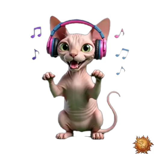 Sticker animado Gato Sphynx bailando para WhatsApp Sticker animado Gato Sphynx bailando para WhatsApp - bailar, reacción, expresión