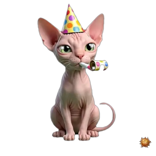 Sticker animado Gato Sphynx felicitando para WhatsApp Sticker animado Gato Sphynx felicitando para WhatsApp - felicidades, reacción, expresión