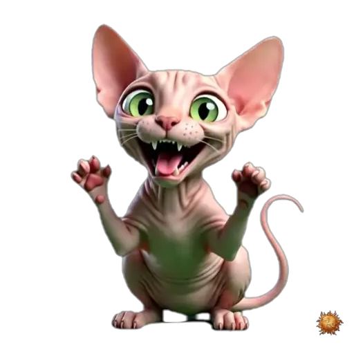 Sticker animado Gato Sphynx celebrando victoria para WhatsApp Sticker animado Gato Sphynx celebrando victoria para WhatsApp - victoria, reacción, expresión