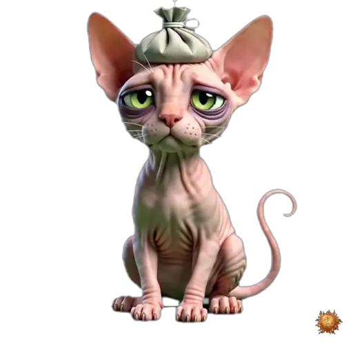 Sticker animado Gato Sphynx enfermo para WhatsApp Sticker animado Gato Sphynx enfermo para WhatsApp - enfermo, reacción, expresión