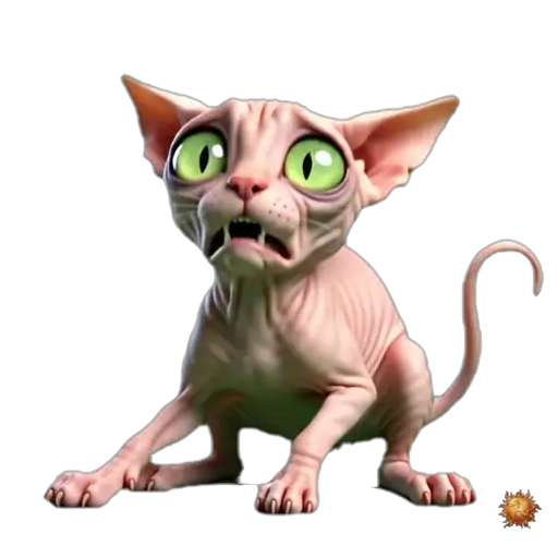 Sticker animado Gato Sphynx asustado para WhatsApp Sticker animado Gato Sphynx asustado para WhatsApp - miedo, susto, tensión