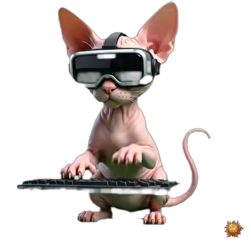 Sticker animado Gato Sphynx gamer para WhatsApp Sticker animado Gato Sphynx gamer para WhatsApp - gamer, reacción, expresión