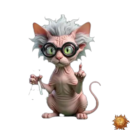Sticker animado Gato Sphynx genio loco para WhatsApp Sticker animado Gato Sphynx genio loco para WhatsApp - genio loco, reacción, expresión