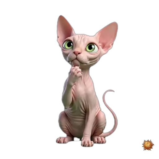 Sticker animado Gato Sphynx con una idea para WhatsApp Sticker animado Gato Sphynx con una idea para WhatsApp - idea, reacción, expresión