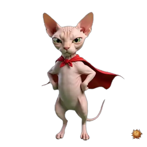 Sticker animado Gato Sphynx superheroe para WhatsApp Sticker animado Gato Sphynx superheroe para WhatsApp - superheroe, reacción, expresión