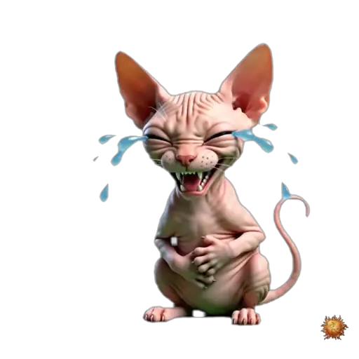 Sticker animado Gato Sphynx riendo para WhatsApp Sticker animado Gato Sphynx riendo para WhatsApp - risa, humor, carcajada
