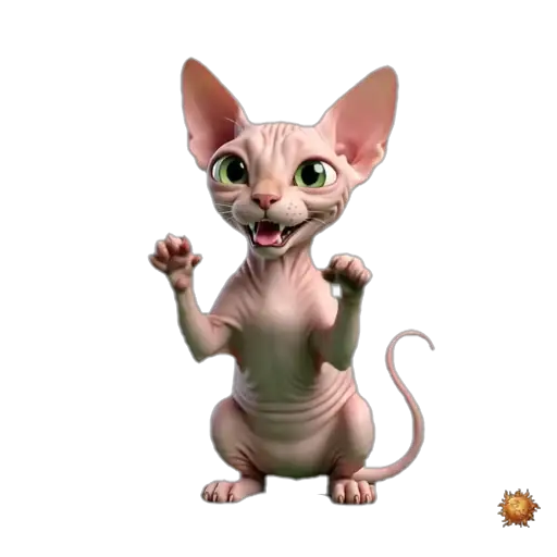 Sticker animado Gato Sphynx saludando para WhatsApp Sticker animado Gato Sphynx saludando para WhatsApp - saludo, bienvenida, reacción amable