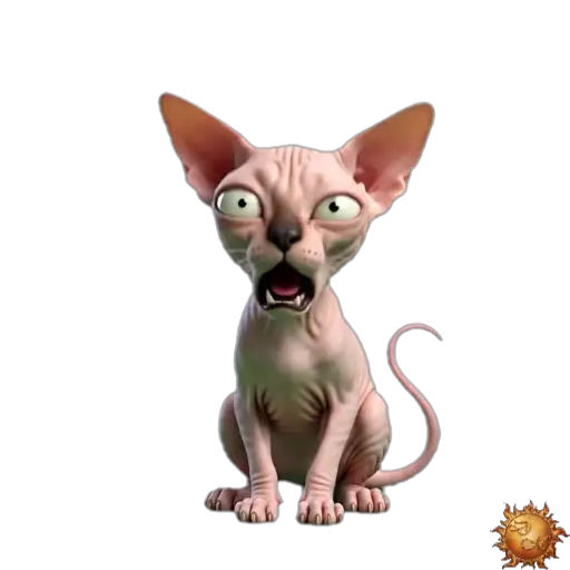 Sticker animado Gato Sphynx sorprendido para WhatsApp Sticker animado Gato Sphynx sorprendido para WhatsApp - sorpresa, asombro, sorprendido