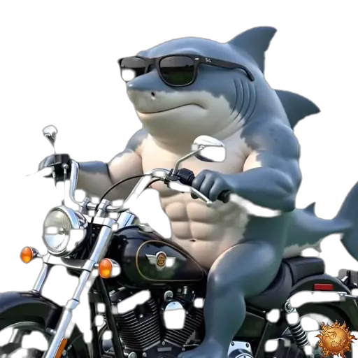 Sticker animado Tiburón en moto para WhatsApp Sticker animado Tiburón en moto para WhatsApp - moto, reacción, expresión