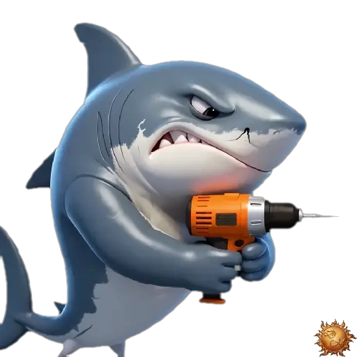 Sticker animado Tiburón con taladro para WhatsApp Sticker animado Tiburón con taladro para WhatsApp - taladro, reacción, expresión