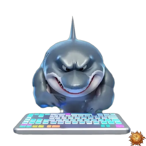 Sticker animado Tiburón tecleando para WhatsApp Sticker animado Tiburón tecleando para WhatsApp - tecleando, reacción, expresión