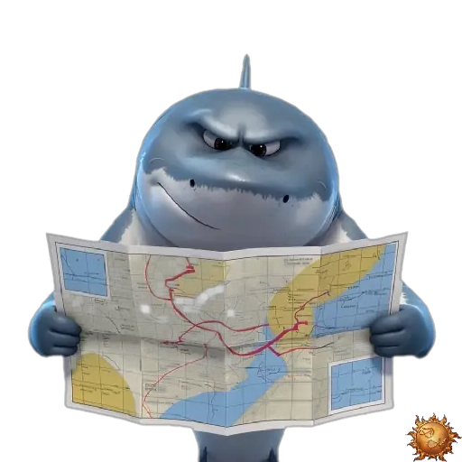 Sticker animado Tiburón con mapa para WhatsApp Sticker animado Tiburón con mapa para WhatsApp - mapa, reacción, expresión