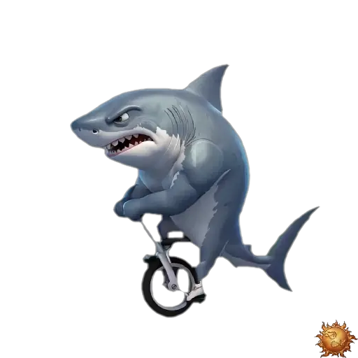 Sticker animado Tiburón en monociclo para WhatsApp Sticker animado Tiburón en monociclo para WhatsApp - monociclo, reacción, expresión