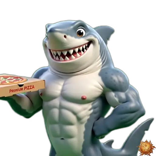 Sticker animado Tiburón con pizza para WhatsApp Sticker animado Tiburón con pizza para WhatsApp - pizza, reacción, expresión