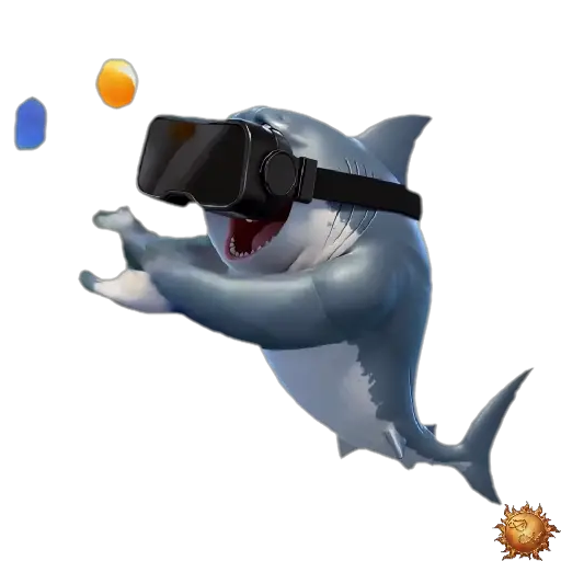 Sticker animado Tiburón con realidad virtual para WhatsApp Sticker animado Tiburón con realidad virtual para WhatsApp - realidadvirtual, reacción, expresión