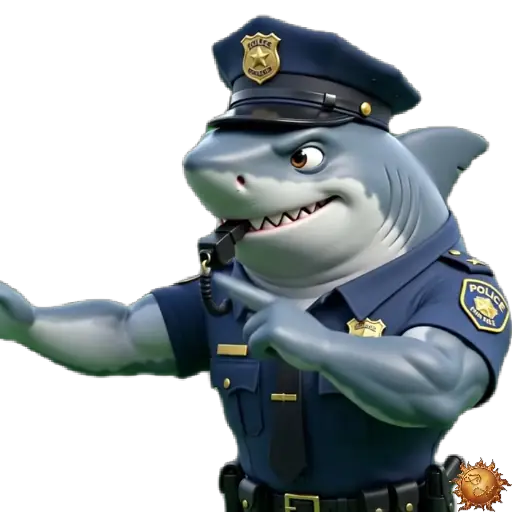 Sticker animado Tiburón guardia urbano para WhatsApp Sticker animado Tiburón guardia urbano para WhatsApp - guardiaurbano, reacción, expresión
