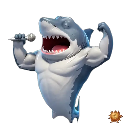 Sticker animado Tiburón cantando para WhatsApp Sticker animado Tiburón cantando para WhatsApp - cantando, reacción, expresión