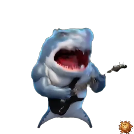 Sticker animado Tiburón guitarrista para WhatsApp Sticker animado Tiburón guitarrista para WhatsApp - guitarrista, reacción, expresión