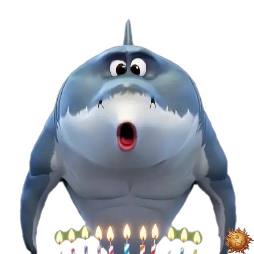 Sticker animado Tiburón soplando velas para WhatsApp Sticker animado Tiburón soplando velas para WhatsApp - soplandovelas, reacción, expresión